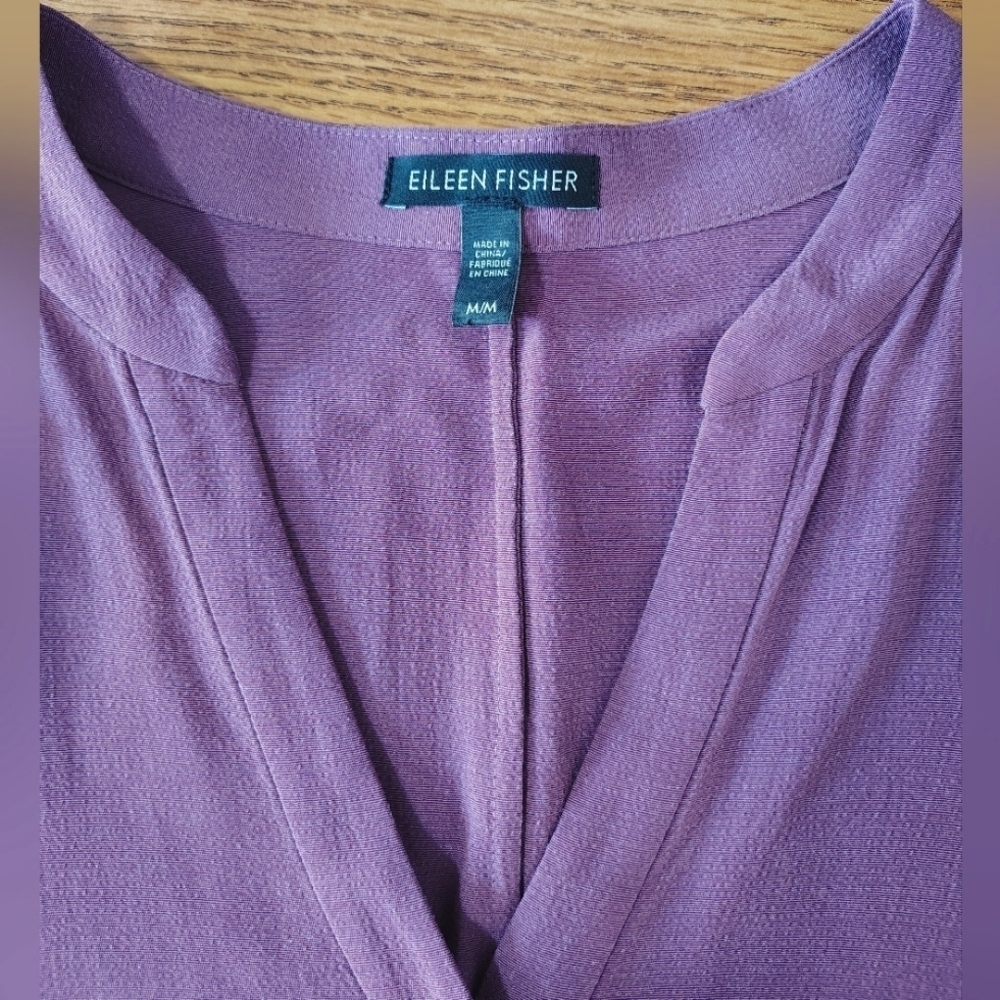 Eileen Fisher Shirt Dress Tencel purple button down  long sleeves, sz M, casual. - Picture 11 of 16